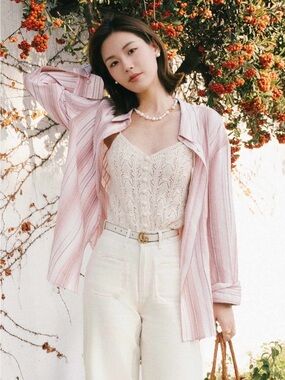 💕Petite Studio NYC x Suggyl Pink Stripe Button-Up Shirt, XS, Rare
